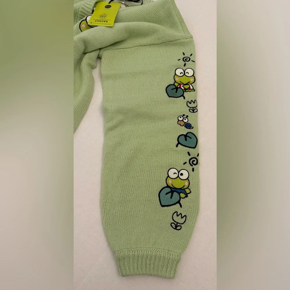 Sanrio Keroppi Light Green Embroidered Skimmer Cardigan Sweater - Picture 4 of 10
